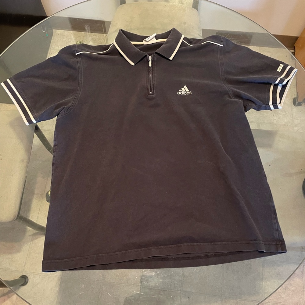 Adidas Men's Navy Polo Shirt with White Accents